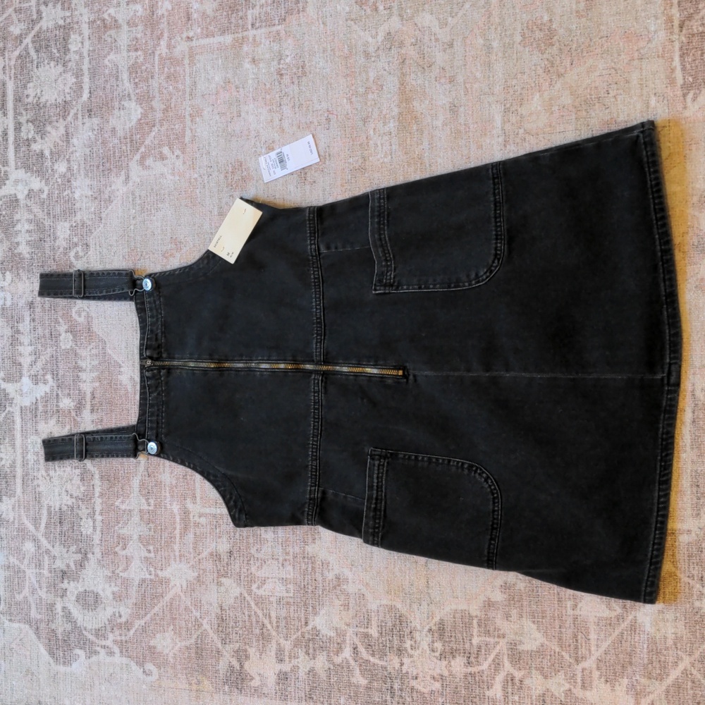 American Eagle Skirtall Overall Dress Denim Black Wash Size M